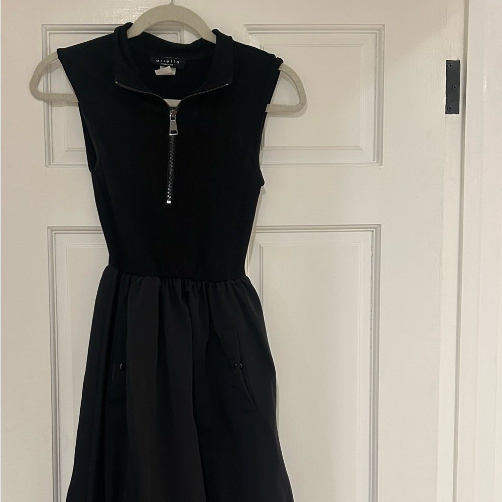 Black mixed fabric Ariella Dress